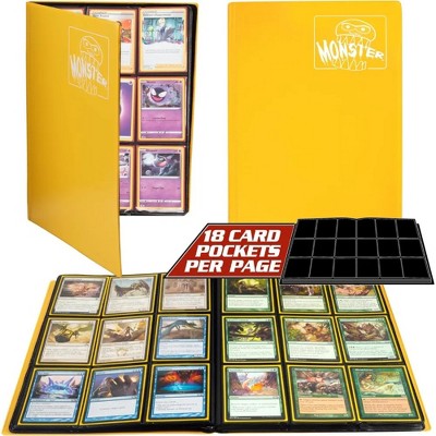 Monster 9 Pocket Trading Card Album- 20 Side Loading, Padded Pages that Hold up to 360 cards - Compatible w MTG, Pokemon & Sport Cards - Matte Yellow