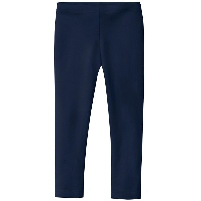Image of City Threads USA-Made Girls Soft 100% Cotton Solid Colored Leggings | Navy - 6/9M