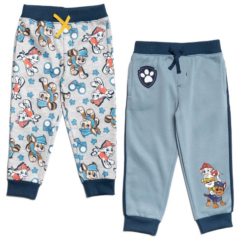 Paw Patrol Chase Marshall Rubble Toddler Boys Fleece 2 Pack Pants Blue /  Gray 2T