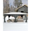 Gazebo for All Weather, with Double Metal Roof, Net, and Curtain, Permanent Building for Patio - 3 of 4