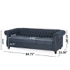 NicBex 84.75 Inch Button Tufted Back 3-Seater Sofa Couch with Roller Armrests for Living Room,Office,Apartment,Blue - 3 of 4