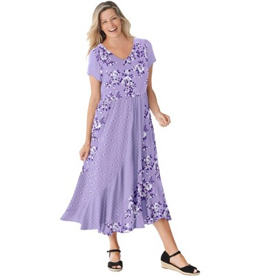 Woman Within Plus Size Mixed Print Maxi Dress