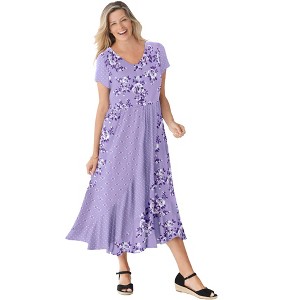 Woman Within Plus Size Petite Mixed Print Maxi Dress - 1 of 4