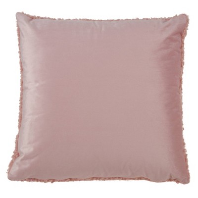18" Blush Faux Fur Square Decorative Pillow