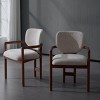 Indoor Rubber Wood Dining Side Chairs Set Of 2,Fabric Upholstered Seating Dining Armrests Chair,Wooden Kitchen Accent Chair-Coolbibila - 2 of 4