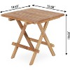 MaseiKar Teak Wood Patio Side Table, Square Folding Outdoor Side Table Waterproof, Sturdy Portable Bistro Table for Camping Deck Poolside - 3 of 4