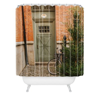 Hello Twiggs Knock-Knock Shower Curtain Green - Deny Designs