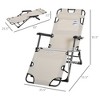 Cesicia Outsunny Folding Chaise Lounge Chair, 2-in-1 Tanning Chair with Pillow & Pocket, Cream White - 3 of 4