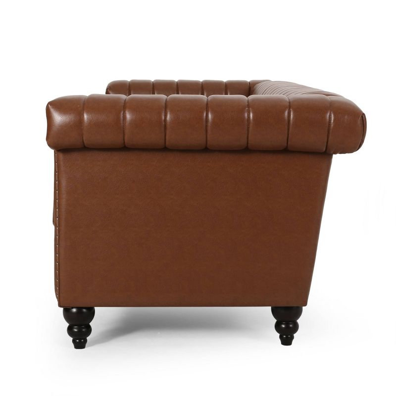 Drury Contemporary Channel Stitch 3 Seater Sofa with Nailhead Trim - Christopher Knight Home, 4 of 14