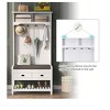 White Entryway Bench With Coat Rack, Hall Tree With Bench, Shoe Shelves, 2 Drawers, Top Shelves & 4 Hanging Hooks, 3 In 1 Entryway Hall Tree With Sol - 2 of 4