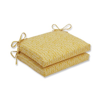 Outdoor/Indoor Herringbone Egg Yolk Squared Corners Seat Cushion Set of 2 - Pillow Perfect