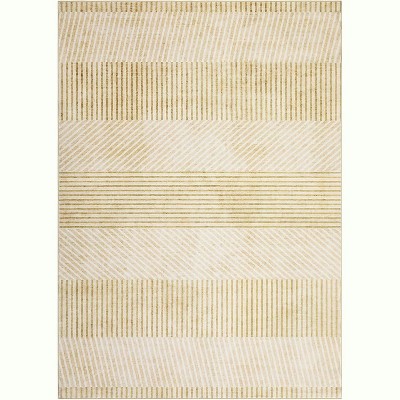 Modern Stripe Pattern Area Rug - Machine Washable, Non-Slip, Low-Pile Rug for Living Room, Bedroom, and Entryway