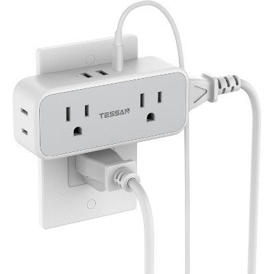 20W PD Surge Protector Outlet Extender, Multi Plug Splitter with 4 Electrical Outlets 3 USB Ports(1 USB C),Multiple Plug Wall Expander for Home Office