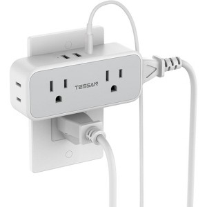 20W PD Surge Protector Outlet Extender, Multi Plug Splitter with 4 Electrical Outlets 3 USB Ports(1 USB C),Multiple Plug Wall Expander for Home Office - 1 of 4