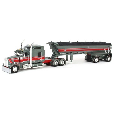 First Gear DCP 1/64 Gray & Red Kenworth W900L Long Frame Studio Sleeper with MAC End Dump Trailer 60-1875