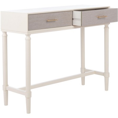 Estella White 40" Modern Console Table with 2 Drawers and Metal Accents