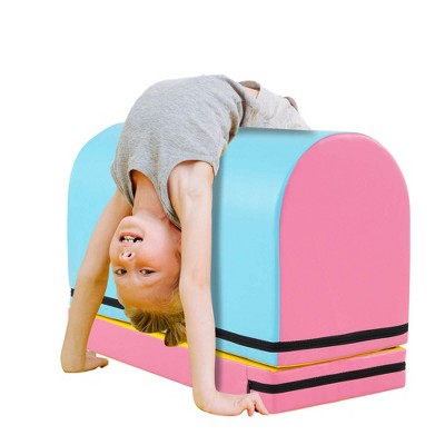 Costway Mailbox Tumbling Mat Gymnastics Vaulting Box with Detachable Mat & Carrying Handle Pink/Red