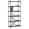 vidaXL Black Bookcase - Sturdy Engineered Wood Construction, 6-Tier Shelf with Robust Metal Frame - 3 of 4
