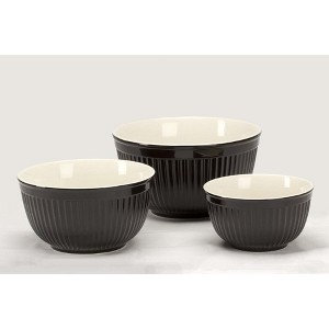 Omniware Simsbury Batter Bowl Set, 3-Piece Nesting Bowls, Stoneware Kitchen Mixing Bowls - 30 oz, 75 oz, 112 oz - Dishwasher Safe (Black) - 1 of 1