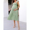 Maternity Dress Square Neck Sleeveless Smocked Ruffle Sleeve Baby Shower Photoshoot Summer Midi Dresses - 3 of 4