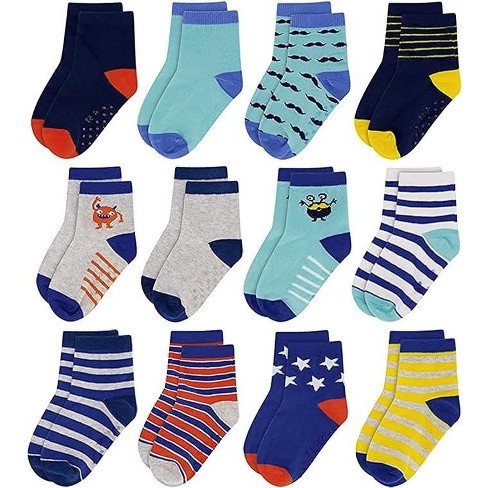 Multicolor Kid's 12 Pack Socks For Boys And Girls, Toddlers Ages 2-5 ...