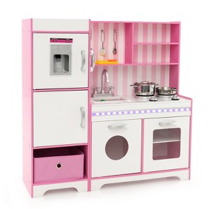 Infans Kids Kitchen Playset Wooden Toy with Adjustable LED Lights & Washing Machine - 1 of 4