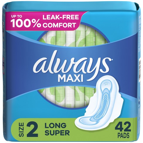 Always Maxi Pads Long Super Absorbency Unscented With Wings - Size