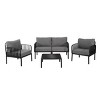 5-Pieces Patio Seating Set With Plastic Frame,Thick Cushion And Square Coffee Table,Outdoor Furniture,Patio Conversation Set -Maison Boucle - 3 of 4