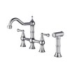 Stylish Dual-Handle Bridge Kitchen Faucet with Detachable Side Spray - 3 of 4