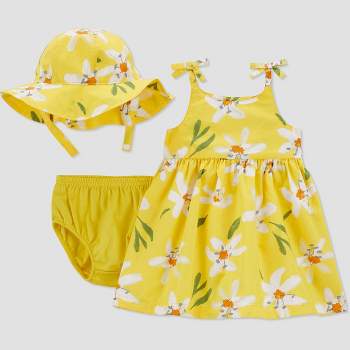 Carter's Just One You® Baby Girls' Floral Dress with Hat - Yellow/White