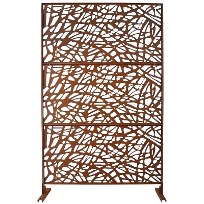 Grungis Matrix Metal Decorative Patio Screens,Freestanding Privacy Fence Panels in Web Pattern for Deck Balcony Patio,76" H×48" W