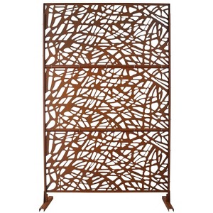 Grungis Matrix Metal Decorative Patio Screens,Freestanding Privacy Fence Panels in Web Pattern for Deck Balcony Patio,76" H×48" W - 1 of 4
