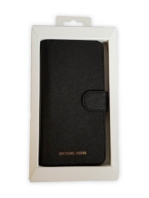 Michael Kors Saffiano Leather Folio Wallet Case for Galaxy S8 Plus - Black