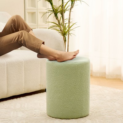 KTMBDW Round Teddy Fleece Ottoman with Soft Padded Seat, Multi-Functional Footrest, Vanity Chairs for Makeup for Living Room, Bedroom, Entryway