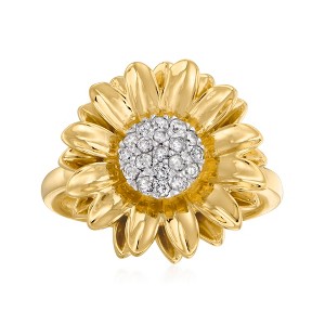 Ross-Simons 0.25 ct. t.w. Diamond Sunflower Ring in 18kt Gold Over Sterling - 1 of 4