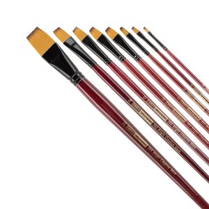 Creative Mark Ebony Splendor Long Handle Synthetic Sable Paint Brush, Bright Set of 7, Teijin Multi-Filament Hair, Handcrafted Synthetic Paint Brushes - 1 of 4