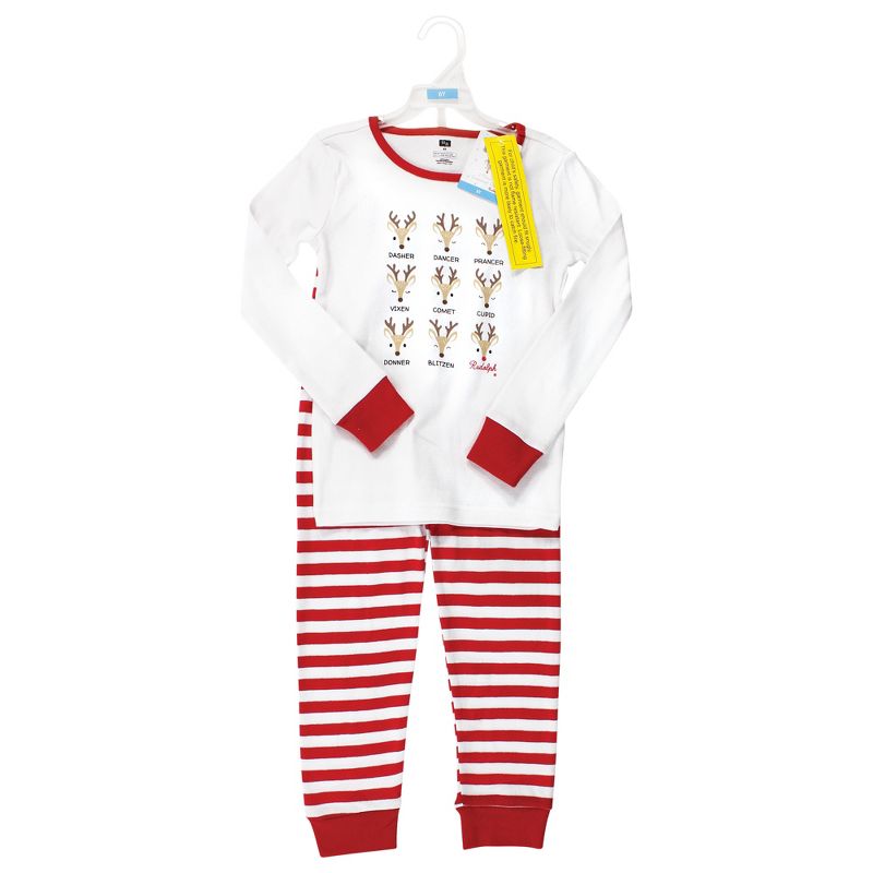 Hudson Baby Infant and Toddler Cotton Pajama Set, Santas Reindeer, 2 of 5