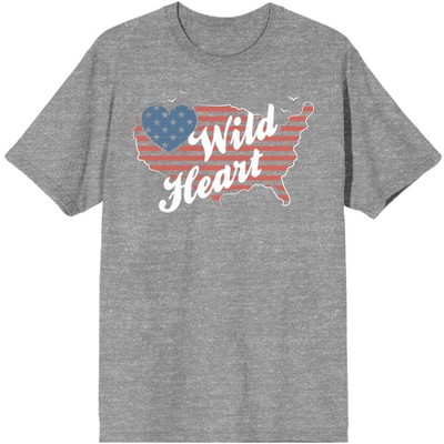 Americana Wild Heart Men’s Gray Heather T-Shirt-Small