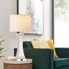 ROTTOGOON 16" Table Lamp Touch Control Dual USB Ports 3 Way Dimmable Nightstand with White & Gray Fabric Shade AC Outlet Modern 1-Pack (Bulb Included) - 3 of 4