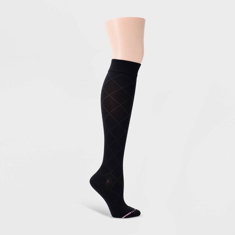 Dr. Motion Women&#39;s Mild Compression 3pk Knee High Socks - Black Patterns 4-10, 4 of 7