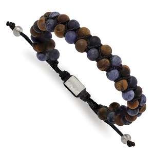 Chisel Stainless Steel Brushed Tiger's Eye and Sodalite Black Nylon Adjustable Bracelet 6.5" to 9.5" - 1 of 3