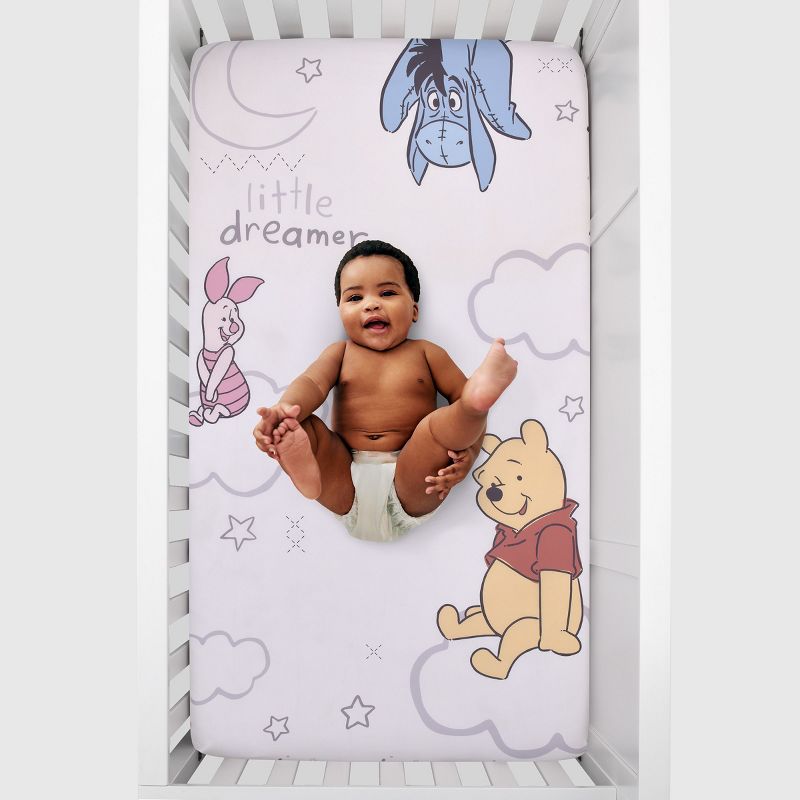 Disney Winnie The Pooh Blustery Day Tan, Red and White "Little Dreamer" Nursery Photo Op Fitted Crib Sheet, 4 of 5