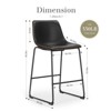 FURNIinspire Counter And Bar Stools Armless Faux Leather Barstools With Metal Legs And Footrest, Dining Chairs For Kitchen, Black, 18.9"*18.7"*36.2" - 3 of 4