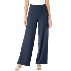 Roaman's Women's Plus Size Wide-Leg Ultimate Ponte Pant - 1 of 4