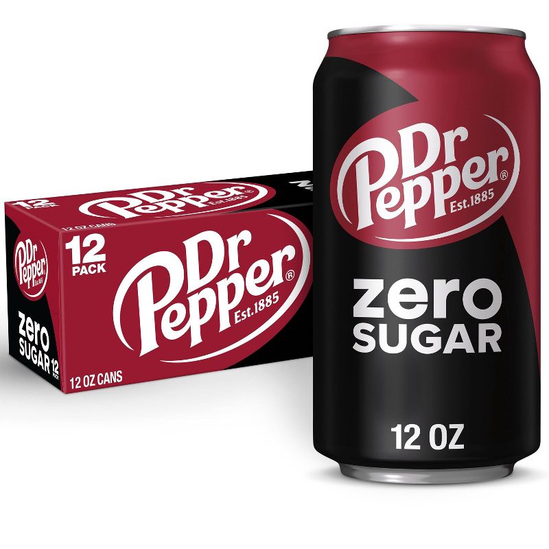 Dr Pepper Zero Sugar Soda - 12pk/12 fl oz Cans, 1 of 10