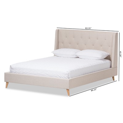Adelaide Light Beige Tufted Queen Platform Bed with Wood Frame