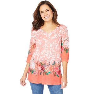 Woman Within Plus Size Watercolor Tunic - 1 of 4