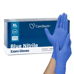 CareStock Blue Nitrile Exam Gloves - Powder Free, Slip-Resistant, Disposable, 1 Box - 1 of 4