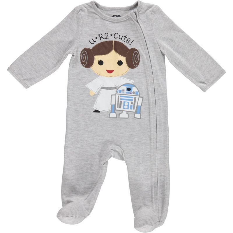 Star Wars Princess Leia R2-D2 Baby Girls 2 Pack Zip Up Sleep N' Play Coveralls Newborn to Infant, 2 of 8