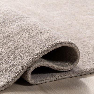 Dove Grey Handmade Wool and Viscose Rectangular Rug